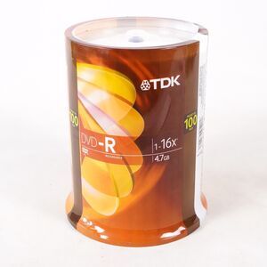 New TDK DVD-R 100 Pack Recordable Blank Disc Spindle 16X Speed 4.7 GB Data Each